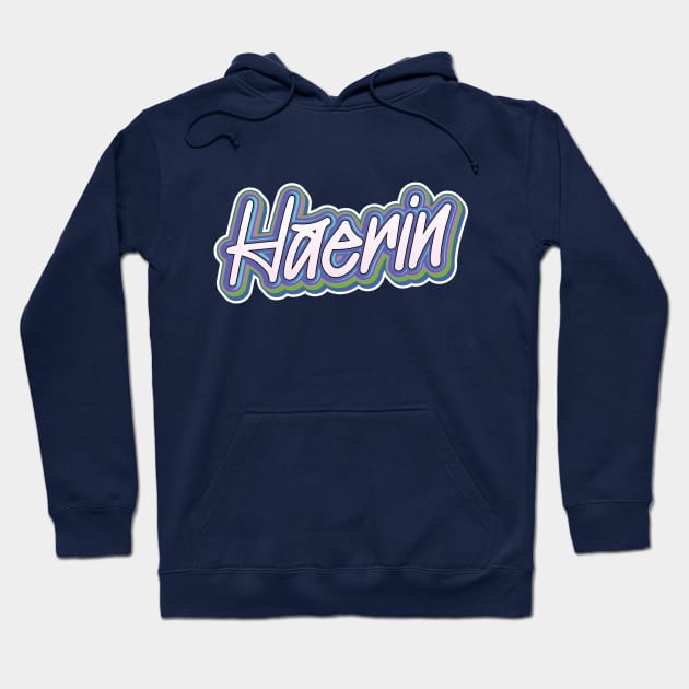 New Jeans Newjeans Haerin name text typography bunnies tokki | Morcaworks Hoodie by Oricca